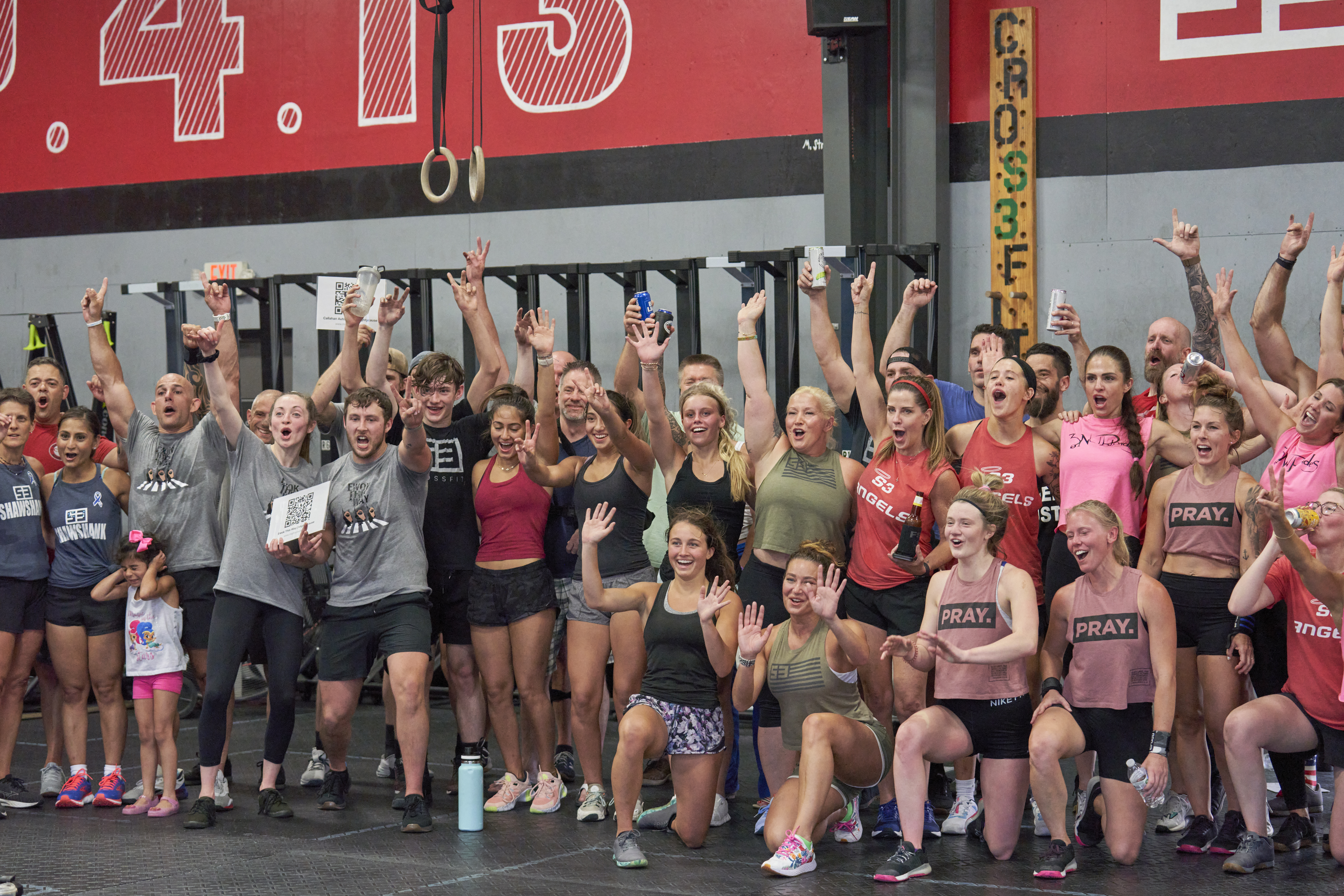 athletes celebrating after competing in burpee challenge